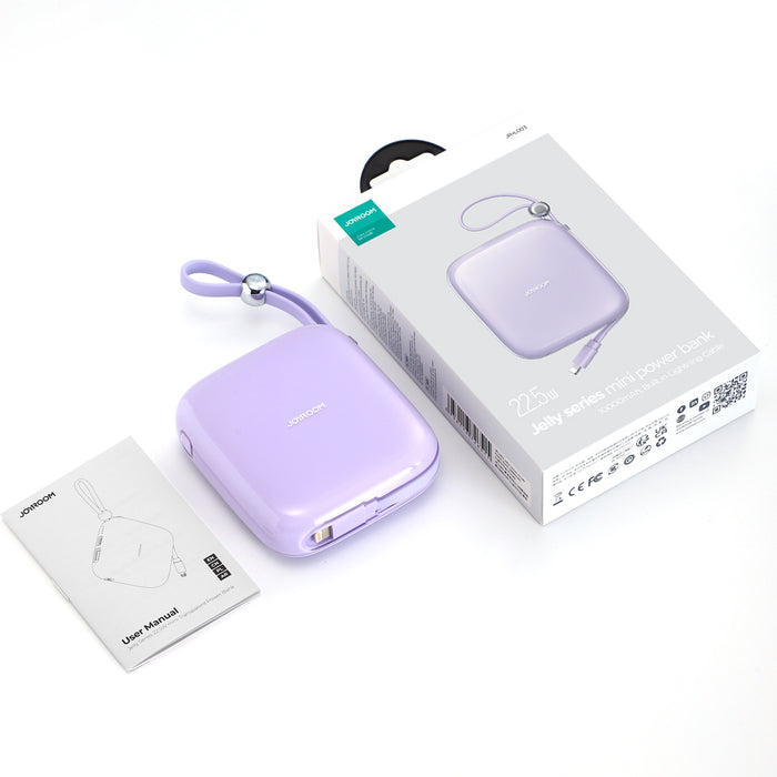 Joyroom Преносима батерия Powerbank 10000mAh Jelly Series 22.5W с вграден Lightning кабел лилав (JR-L003)