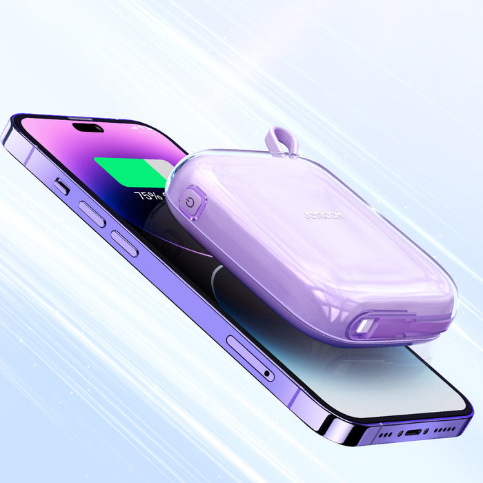 Joyroom Преносима батерия Powerbank 10000mAh Jelly Series 22.5W с вграден Lightning кабел лилав (JR-L003)