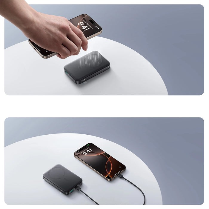 Joyroom магнитна безжична Преносима батерия Powerbank JR-PBM12 22.5W с дръжка (черна)