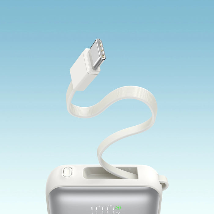 Joyroom JR-PBF27 10000mAh 22.5W Преносима батерия Powerbank с вграден USB-C и Lightning кабели - бял