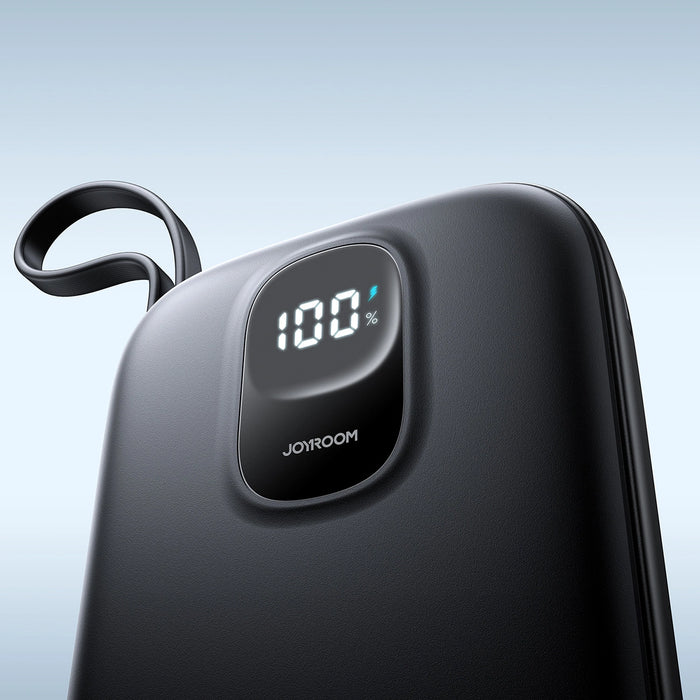 Joyroom JR-PBF18 22.5W 10000mAh Преносима батерия Powerbank с вграден Lightning кабел + USB-C кабел 0.25 см - черен