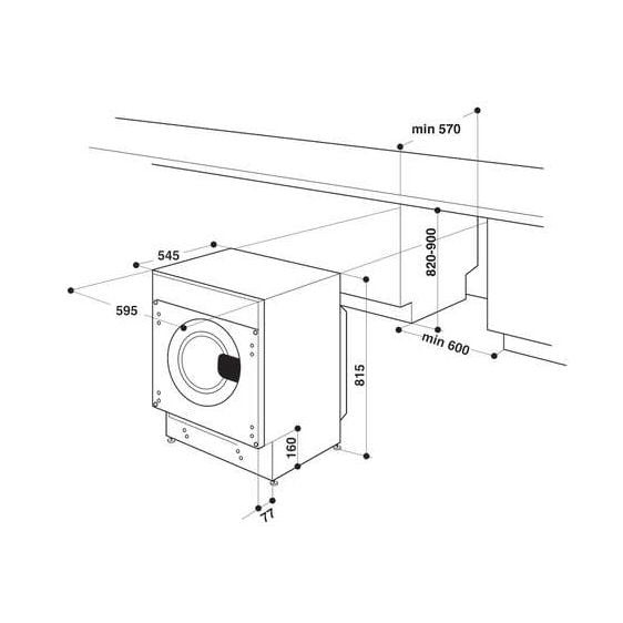 Пералня със сушилня за вграждане WHIRLPOOL BI WDWG 751482 EU, 7/5 кг, FreshCare+, 1400 об/мин.