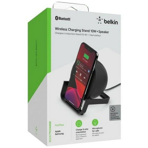 Индукционно зарядно Belkin с високоговорител, черно