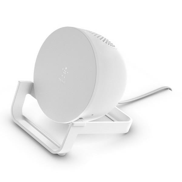 Индукционно зарядно Belkin 10W с високоговорител, бяло