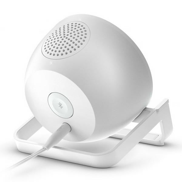 Индукционно зарядно Belkin 10W с високоговорител, бяло