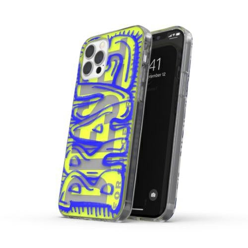 Прозрачен калъф Diesel Snap Case AOP 42565 за iPhone 12 Pro Max, синьо-лимонков