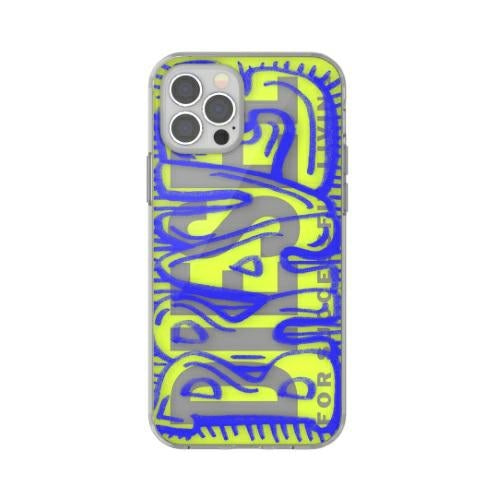 Прозрачен калъф Diesel Snap Case AOP 42565 за iPhone 12 Pro Max, синьо-лимонков