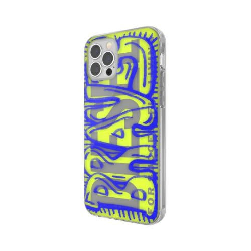Прозрачен калъф Diesel Snap Case AOP 42565 за iPhone 12 Pro Max, синьо-лимонков