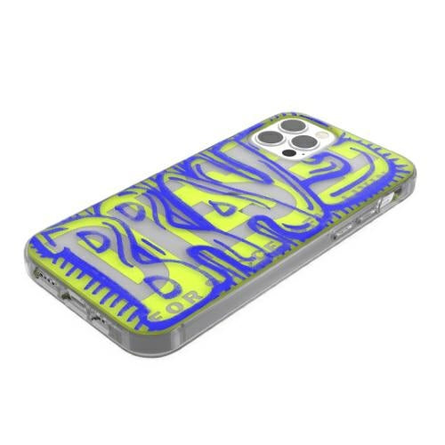 Прозрачен калъф Diesel Snap Case AOP 42565 за iPhone 12 Pro Max, синьо-лимонков