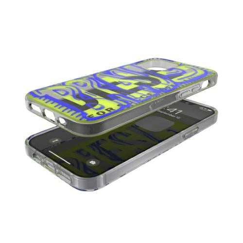 Прозрачен калъф Diesel Snap Case AOP 42565 за iPhone 12 Pro Max, синьо-лимонков