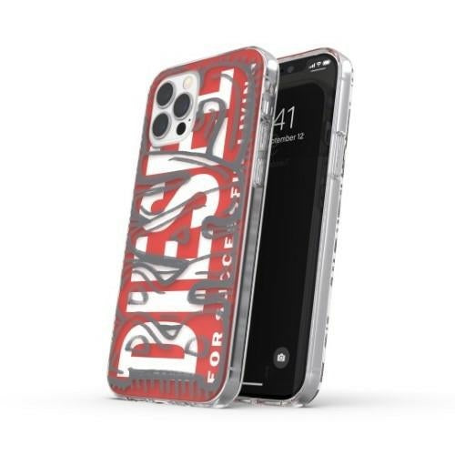 Калъф Diesel Snap Case Clear AOP за iPhone 12 Pro Max, червено-сив — 1 бр.