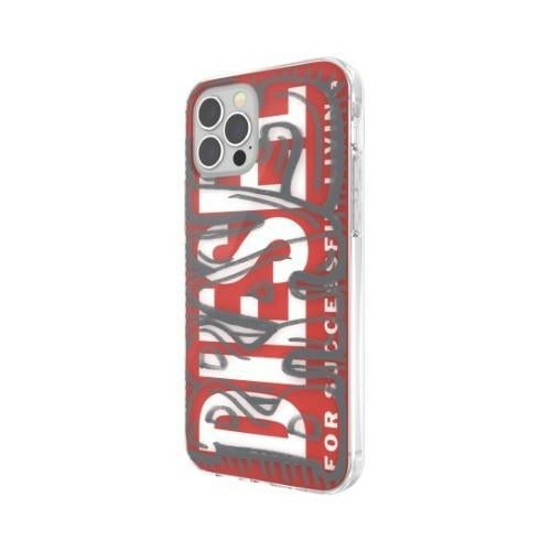 Калъф Diesel Snap Case Clear AOP за iPhone 12 Pro Max, червено-сив — 1 бр.