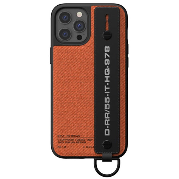 Кожен калъф Diesel Handstrap Case Utility Twilli за iPhone 12/12 Pro, черно-оранжев — 44288