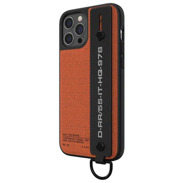 Кожен калъф Diesel Handstrap Case Utility Twilli за iPhone 12/12 Pro, черно-оранжев — 44288