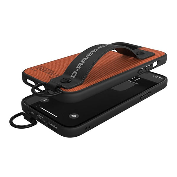 Кожен калъф Diesel Handstrap Case Utility Twilli за iPhone 12/12 Pro, черно-оранжев — 44288