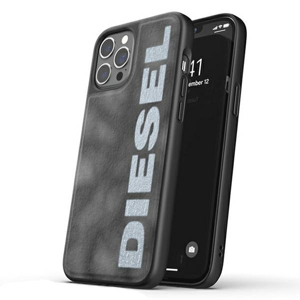 Твърд калъф Diesel Moulded Case Bleached Denim за iPhone 12/12 Pro, сиво-бял