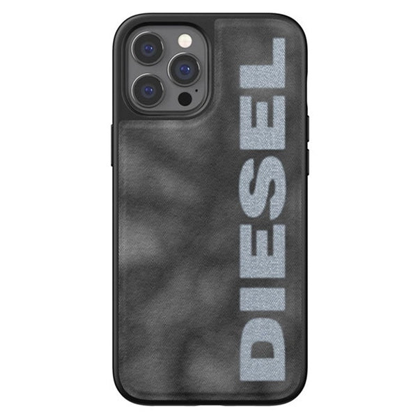 Твърд калъф Diesel Moulded Case Bleached Denim за iPhone 12/12 Pro, сиво-бял