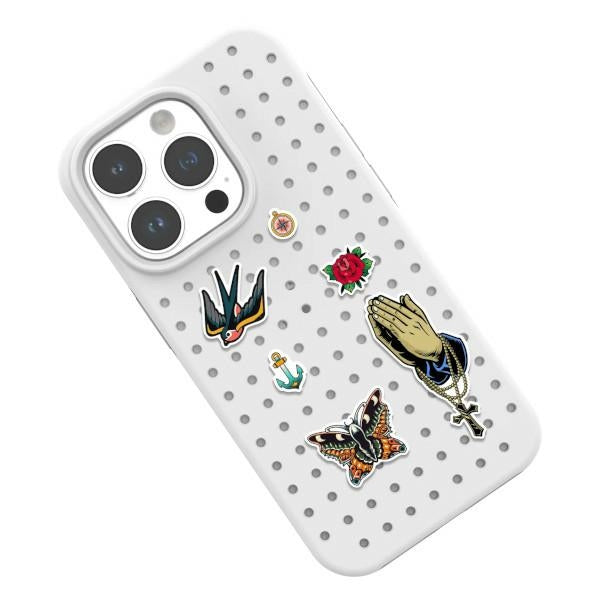 Комплект калъф Pinit Dynamic + Tattoo за iPhone 14 Pro Max 6.7", черен, дизайн 2