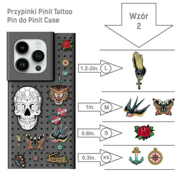 Комплект калъф Pinit Dynamic + Tattoo за iPhone 14 Pro Max 6.7", черен, дизайн 2