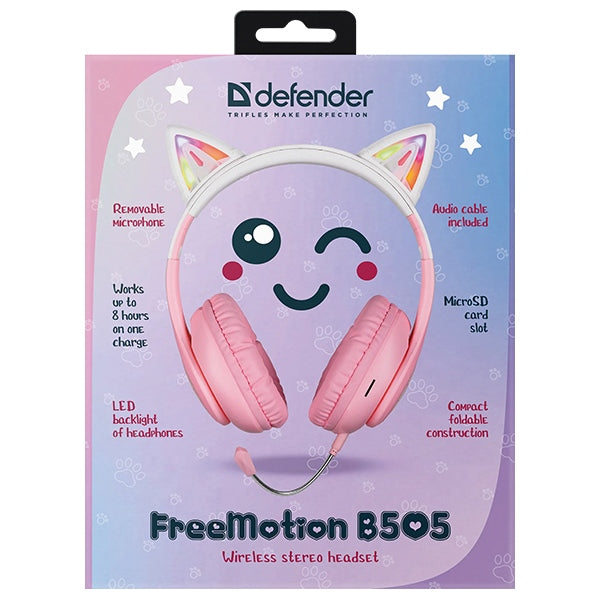 Слушалки Defender Freemotion M1 M0 LED, розови