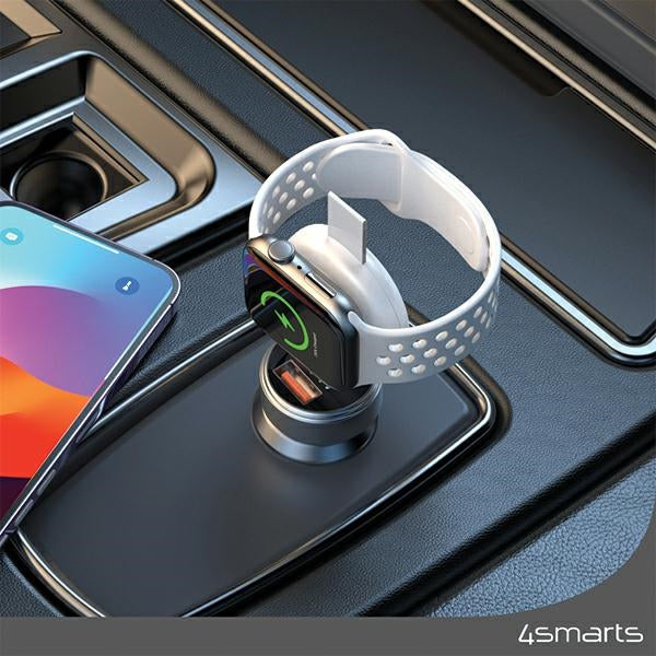 Индукционно зарядно 4smarts FastCharger MFI за Apple Watch, сребристо