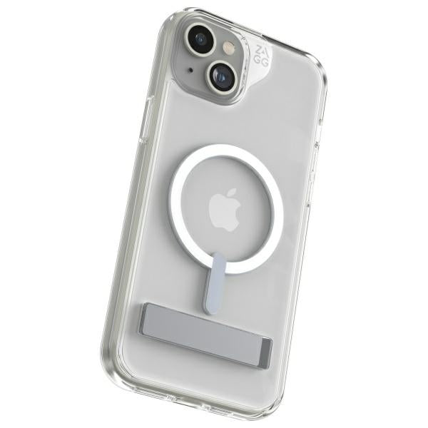 Калъф ZAGG ZAGG Crystal Palace Snap Kickstand MagSafe за iPhone 15 Plus, прозрачен