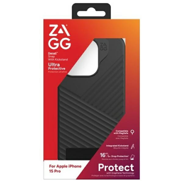 Калъф ZAGG Denali Snap Kickstand за iPhone 15 Pro, черен
