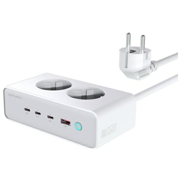 Удължител 4smarts 6в1 65W GaN, бял
