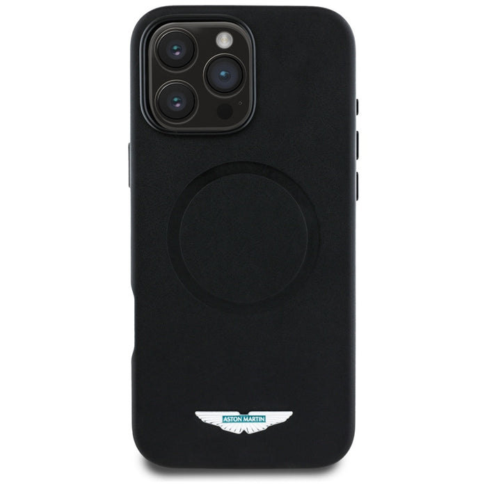 Калъф Aston Martin HC FW Logo MagSafe за iPhone 16 Pro, черен