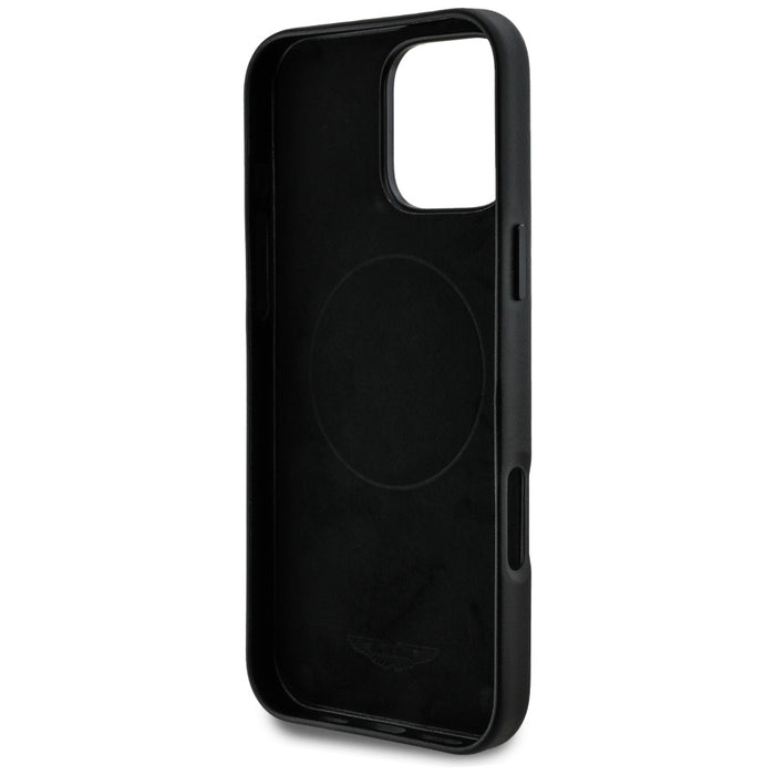 Калъф Aston Martin HC FW Logo MagSafe за iPhone 16 Pro, черен