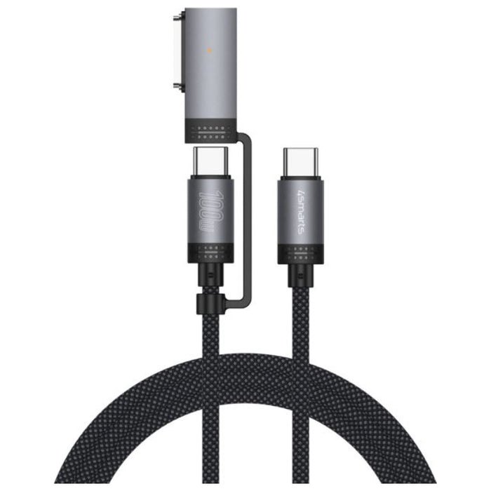 Кабел 4smarts Explorer ComboCord 2м с адаптер MagSafe, черен