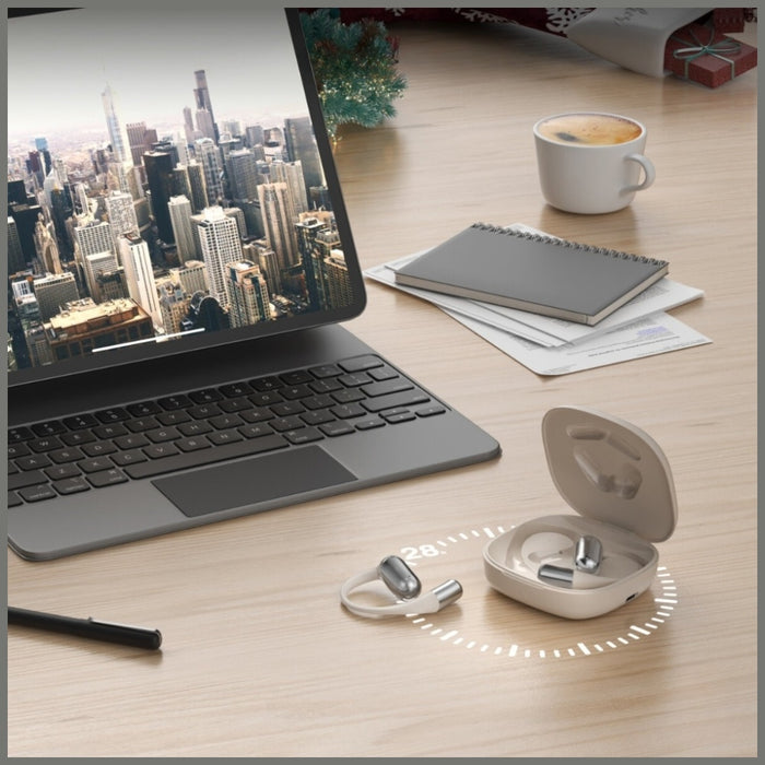 Слушалки 4smarts SkyBuds OWS с екран и преводач AI, бежови