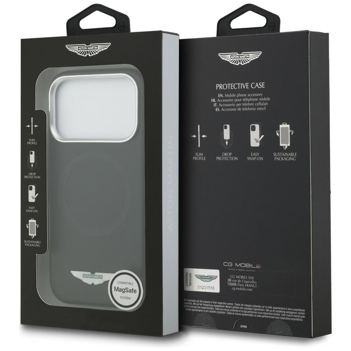 Калъф Aston Martin HC FW Logo MagSafe за iPhone 17 Pro, черен
