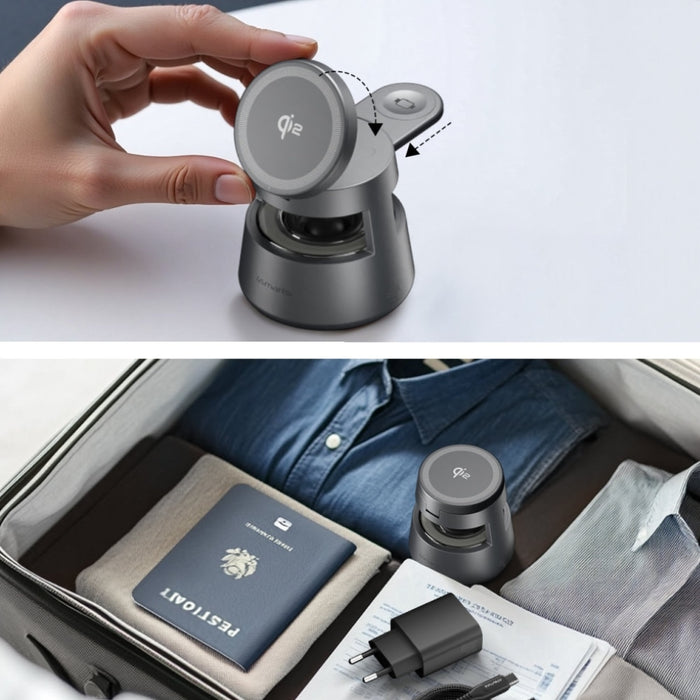 Зарядна станция 4smarts 4smarts Aura Sound Qi2, сива