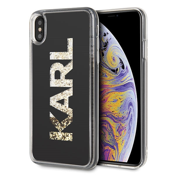 Калъф Karl Lagerfeld KLHCI65KAGBK с Karl logo Glitter за iPhone XsMax, черен