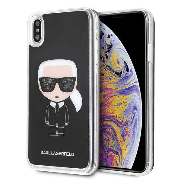 Калъф Karl Lagerfeld KLHCI65ICGBK Iconic Glitter за iPhone XS Max, черен