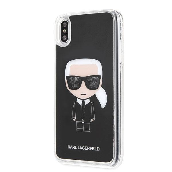 Калъф Karl Lagerfeld KLHCI65ICGBK Iconic Glitter за iPhone XS Max, черен