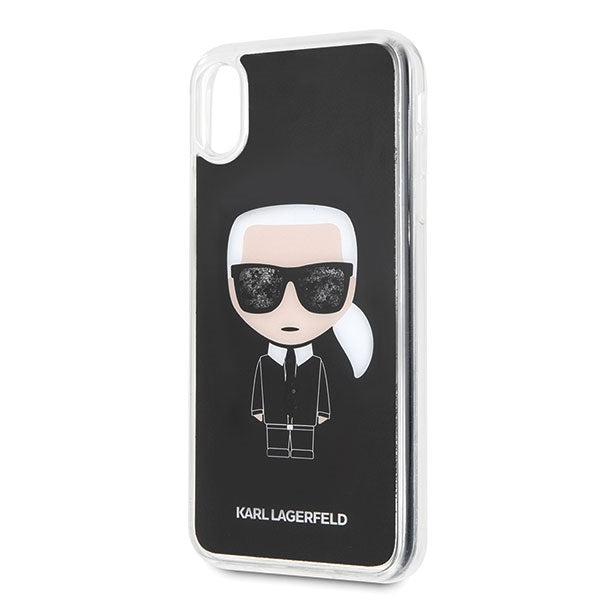 Калъф Karl Lagerfeld KLHCI65ICGBK Iconic Glitter за iPhone XS Max, черен