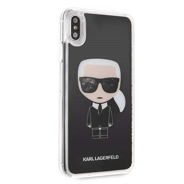 Калъф Karl Lagerfeld KLHCI65ICGBK Iconic Glitter за iPhone XS Max, черен