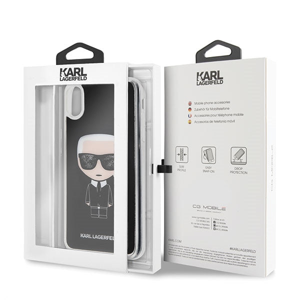 Калъф Karl Lagerfeld KLHCI65ICGBK Iconic Glitter за iPhone XS Max, черен
