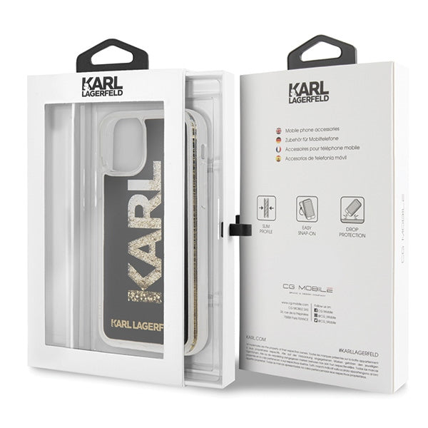 Калъф Karl Lagerfeld KLHCN58KAGBK iPhone 11Pro Karl logo Glitter, черен
