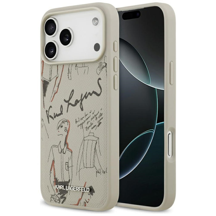 Калъф Karl Lagerfeld Grained Pattern &amp; Logo MagSafe за iPhone 17 Pro Max, сив