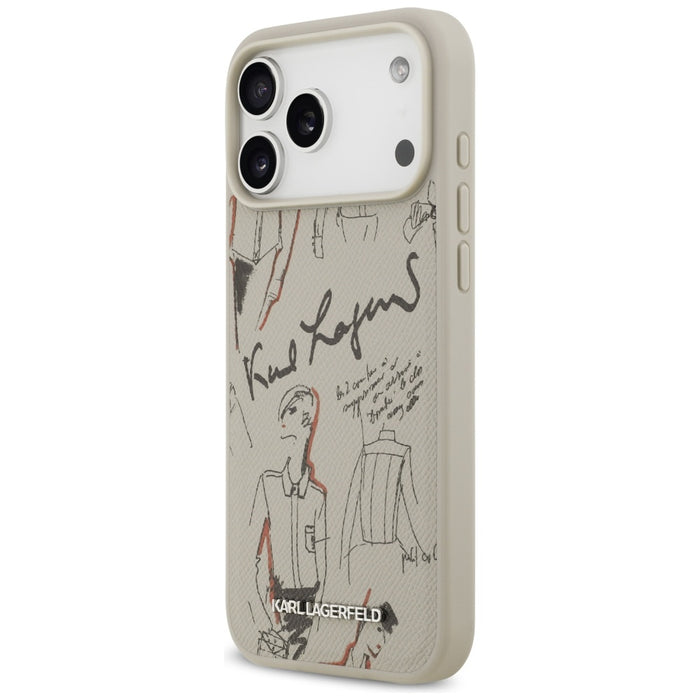 Калъф Karl Lagerfeld Grained Pattern &amp; Logo MagSafe за iPhone 17 Pro Max, сив