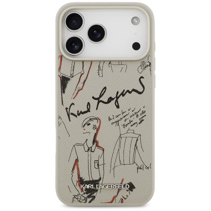 Калъф Karl Lagerfeld Grained Pattern &amp; Logo MagSafe за iPhone 17 Pro Max, сив