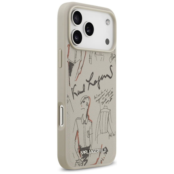 Калъф Karl Lagerfeld Grained Pattern &amp; Logo MagSafe за iPhone 17 Pro Max, сив