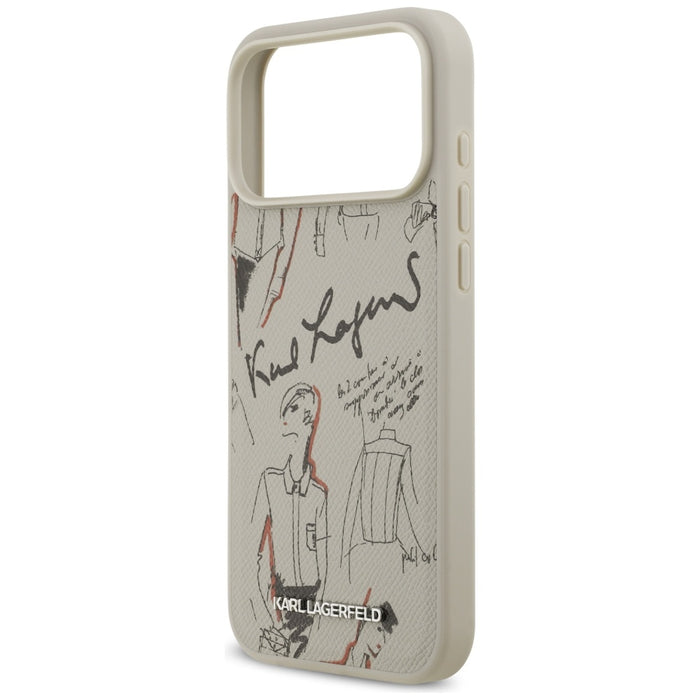 Калъф Karl Lagerfeld Grained Pattern &amp; Logo MagSafe за iPhone 17 Pro Max, сив