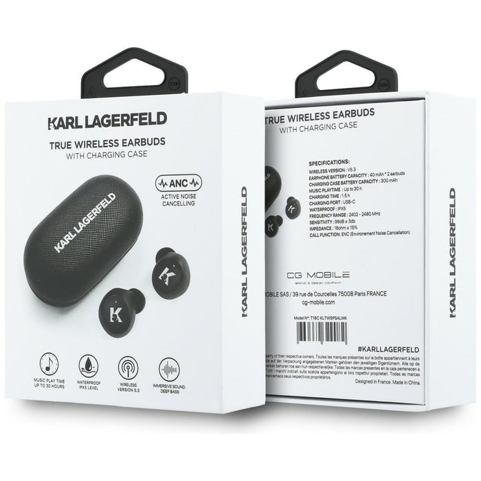 Слушалки Karl Lagerfeld Saffiano Logo ENC, черни