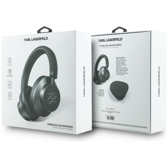 Слушалки Karl Lagerfeld Grained Initials Bluetooth ANC, черни
