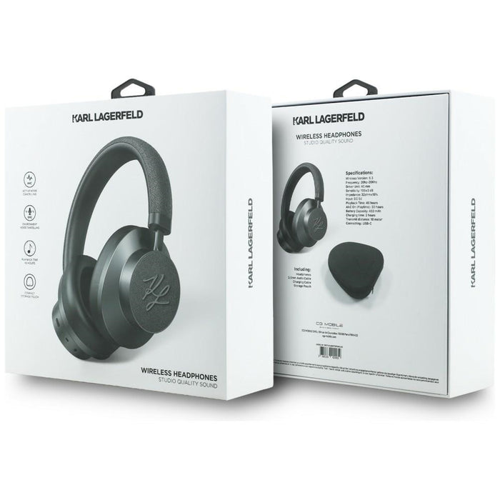 Слушалки Karl Lagerfeld Grained Initials Bluetooth ANC, сиви