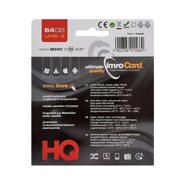 Карта памет microSDXC Imro+ 64GB adp10C UHS-3